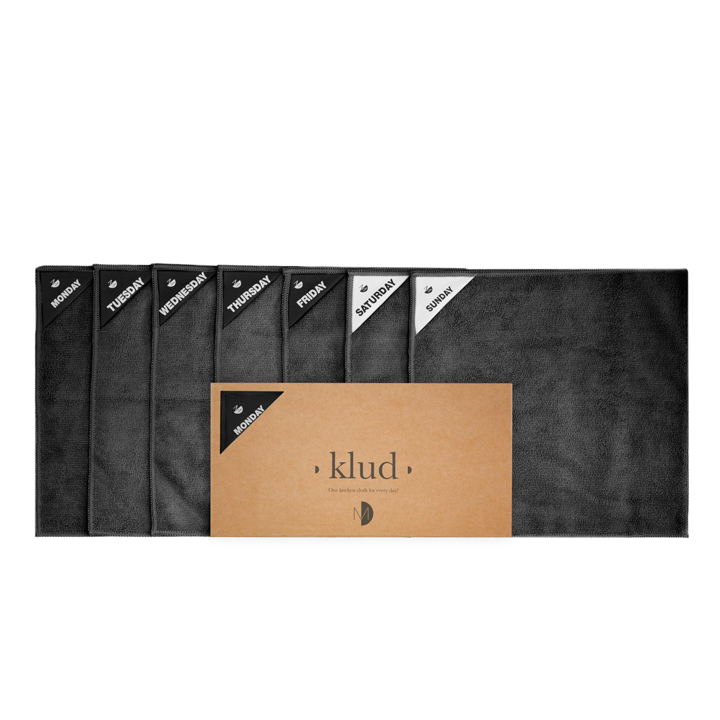 Klud - Set van 7 Microvezel Vaatdoekjes - Zwart