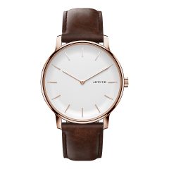 ARTUUR Horloge Rose Gold Bruin Leer