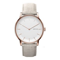 ARTUUR Horloge Rose Gold Ecru Linnen