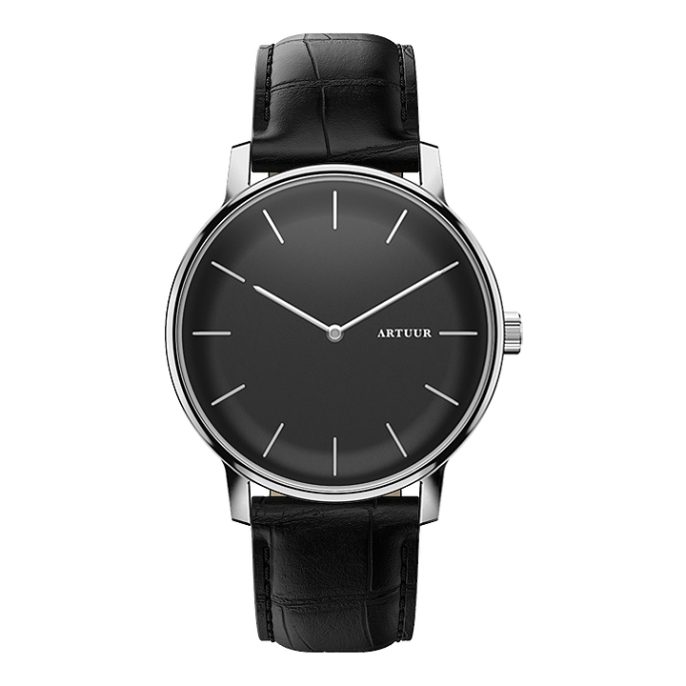 ARTUUR Horloge Sterling Zwart Croco