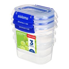 Sistema Klip It Plus Rectangle 3-pack 400ml Donkerblauw