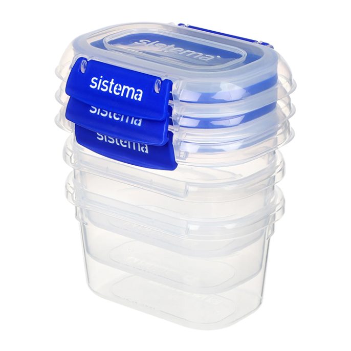 Sistema Klip It Plus Rectangle 3-pack 400ml Donkerblauw
