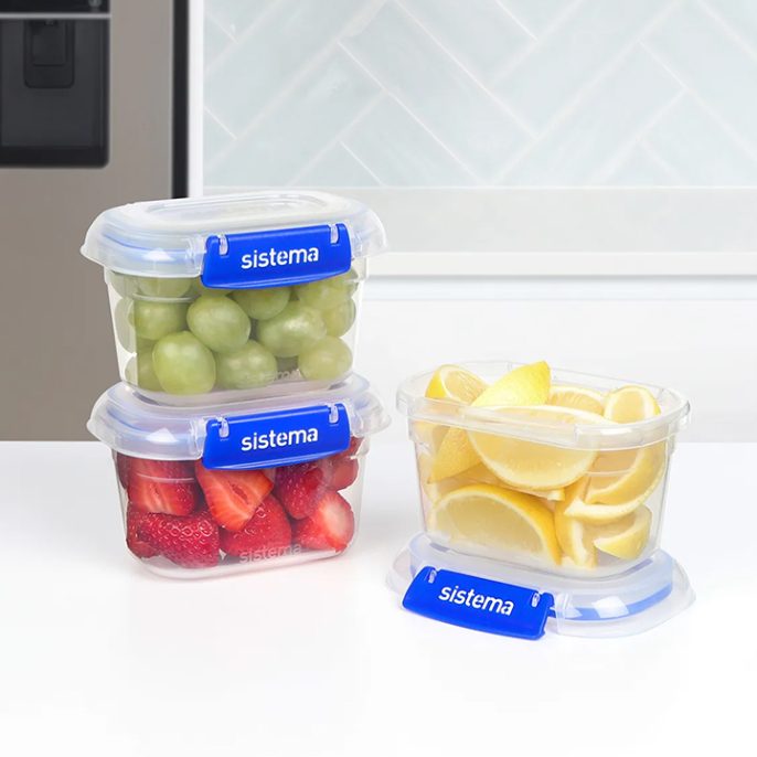 Sistema Klip It Plus Rectangle 3-pack 400ml Donkerblauw
