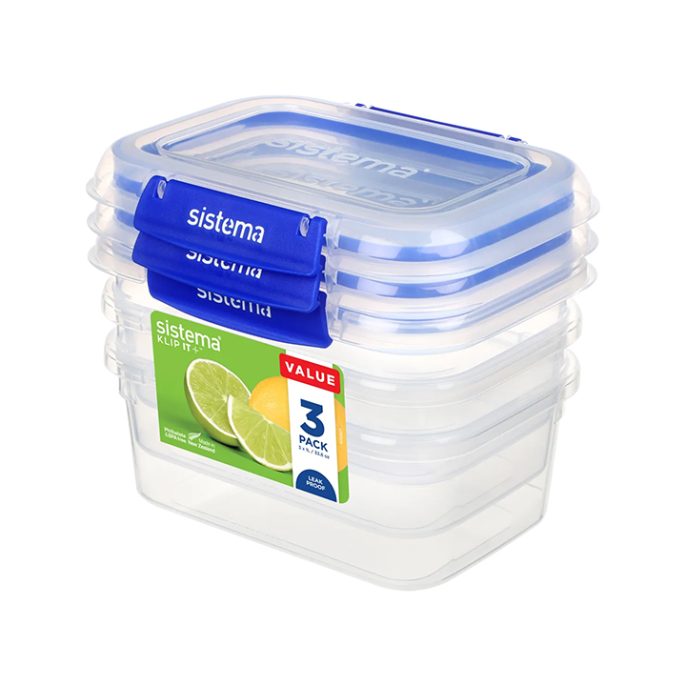 Sistema Klip It Plus Rectangle 3-pack 1000ml Donkerblauw